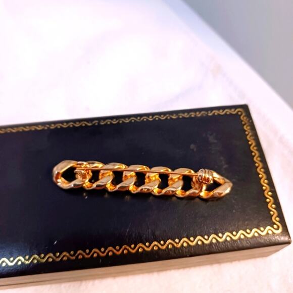 Rope Chain Coat Pin Brooche 2 1/4"  Gold Tone Regencycore Luxe Fancy  Vintage - Picture 4 of 7